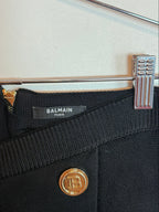 Balmain Black Knit Mini Skirt with Gold Buttons and Pockets