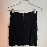 Balmain Black Knit Mini Skirt with Gold Buttons and Pockets