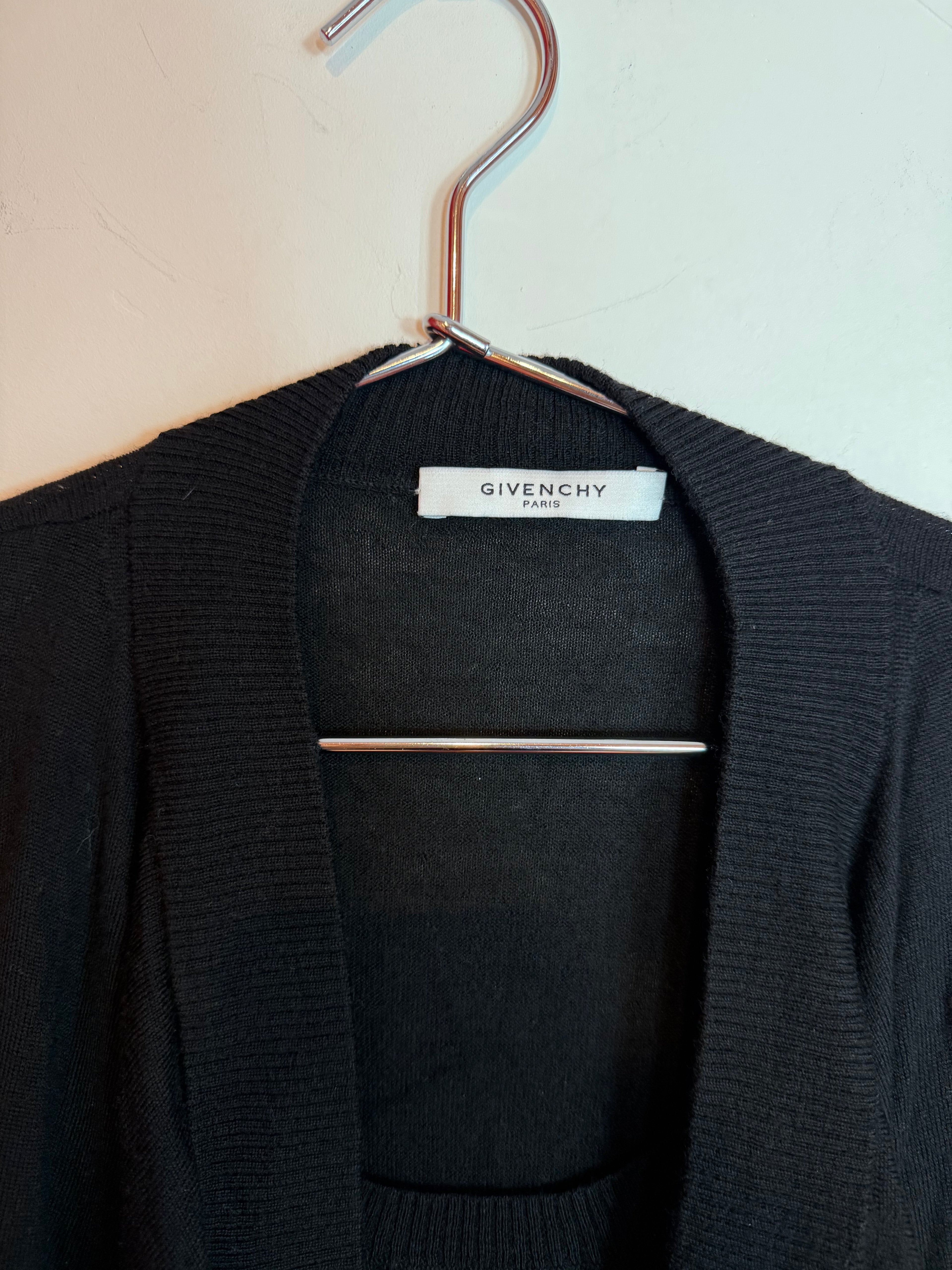 Givenchy Paris Knit Open Front Cashmere Cardigan Sweater Black Women's