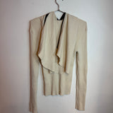 Jil Sander Ribbed Knit Scarf-Detail Full Zip Sweater Beige