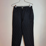 Vintage Fendi Zucca FF Monogram High Waist Jeans Black Women's
