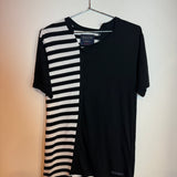 Yohji Yamamoto Regulation Reconstructed Solid & Striped Tee Shirt