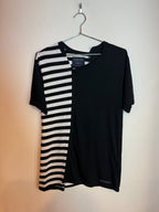 Yohji Yamamoto Regulation Reconstructed Solid & Striped Tee Shirt