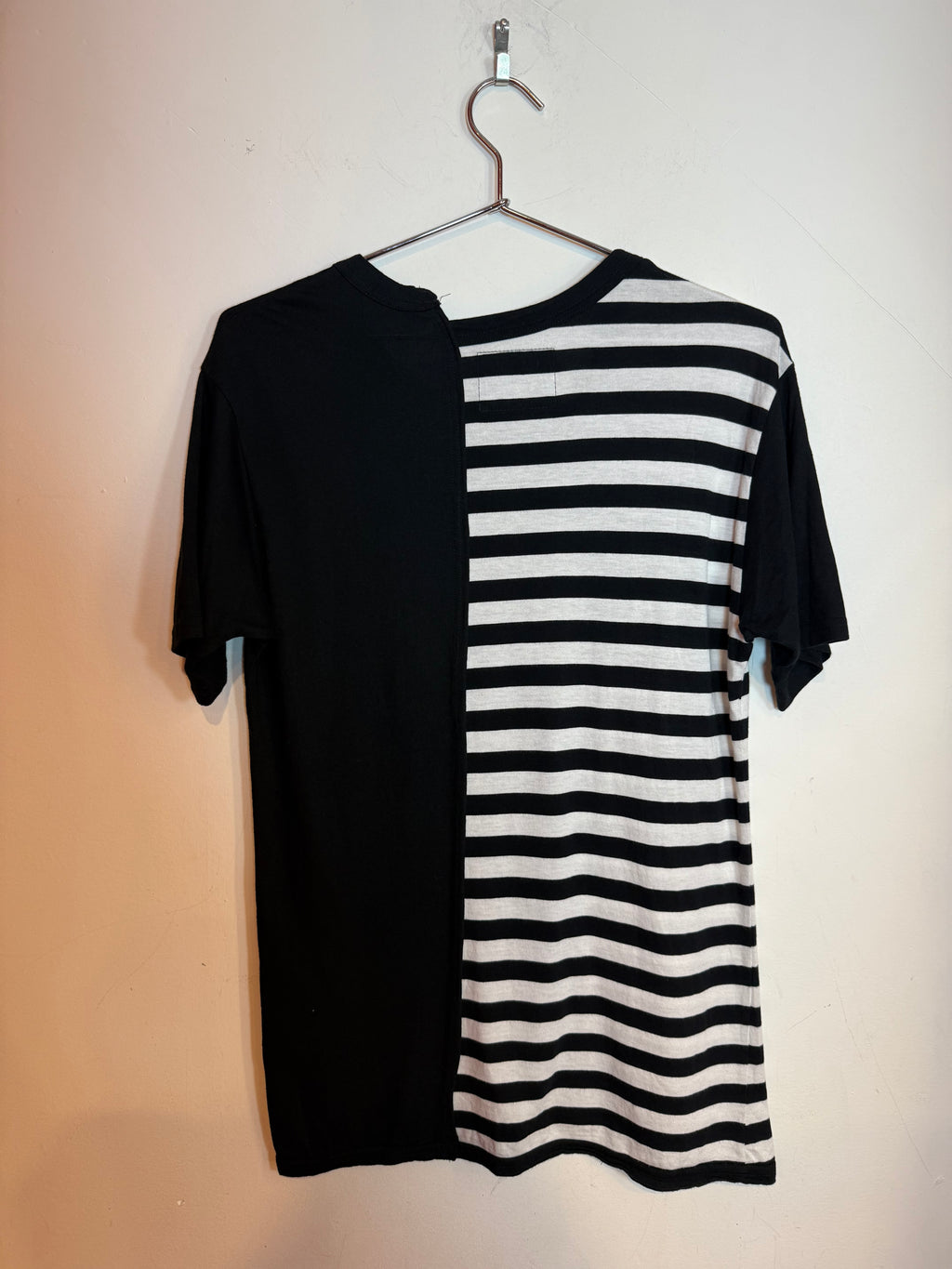 Yohji Yamamoto Regulation Reconstructed Solid & Striped Tee Shirt