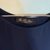 Loro Piana Navy Blue Silk Pullover Blouse Made in Italy