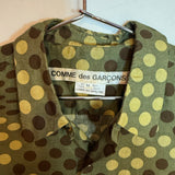 VTG Comme des Garçons S/S 2001 Polka Dot Long Sleeve Shirt Olive Green Size M