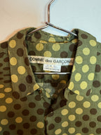 VTG Comme des Garçons S/S 2001 Polka Dot Long Sleeve Shirt Olive Green Size M
