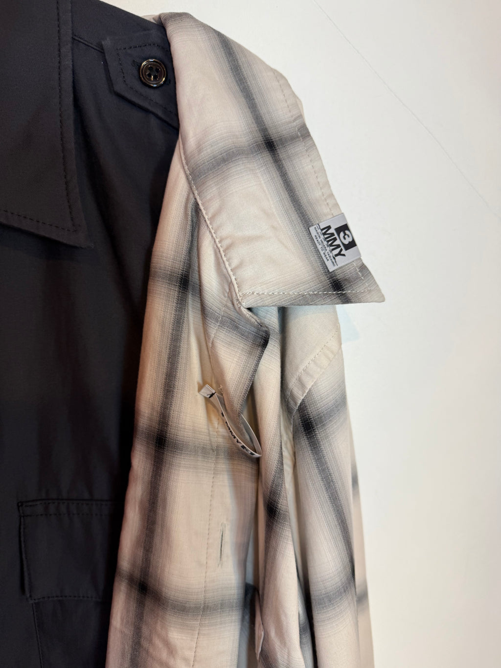 Maison Mihara Yasuhiro Left Docking Shirt Plaid & Black Long Sleeve Button Up