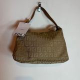 Vintage Fendi Zucca Zucchino Monogram Pochette Handbag Shoulder Bag Brown