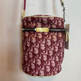 Vintage Christian Dior Oblique Monogram Trotter Cylinder Shoulder Bag Burgundy