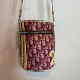 Vintage Christian Dior Oblique Monogram Trotter Cylinder Shoulder Bag Burgundy