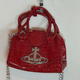Vivienne Westwood Croc-effect Patent Leather 2-Way Shoulder Bag HandBag Red