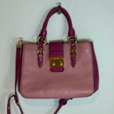 Miu Miu Madras Two-Tone Pink & Magenta Leather 2-Way Handbag Shoulder Bag