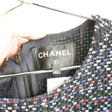 Chanel Multicolor Sleeveless Tweed Dress with Pleated Skirt Black Size 42