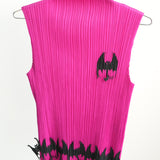 Pleats Please Issey Miyake 3D Bats Sleeveless Pleated Mock Neck Top Size 4