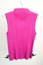 Pleats Please Issey Miyake 3D Bats Sleeveless Pleated Mock Neck Top Size 4
