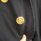 Vintage Chanel Boutique Navy Blue Double Breasted Blazer Dress Gold Buttons