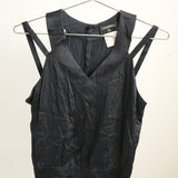 Vintage Chanel Navy Blue Silk Sleeveless Top Blouse Camisole