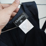Vintage Chanel Navy Blue Silk Sleeveless Top Blouse Camisole