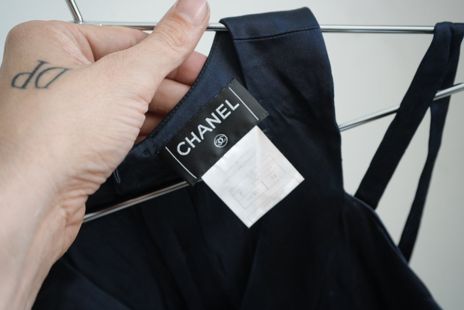 Vintage Chanel Navy Blue Silk Sleeveless Top Blouse Camisole