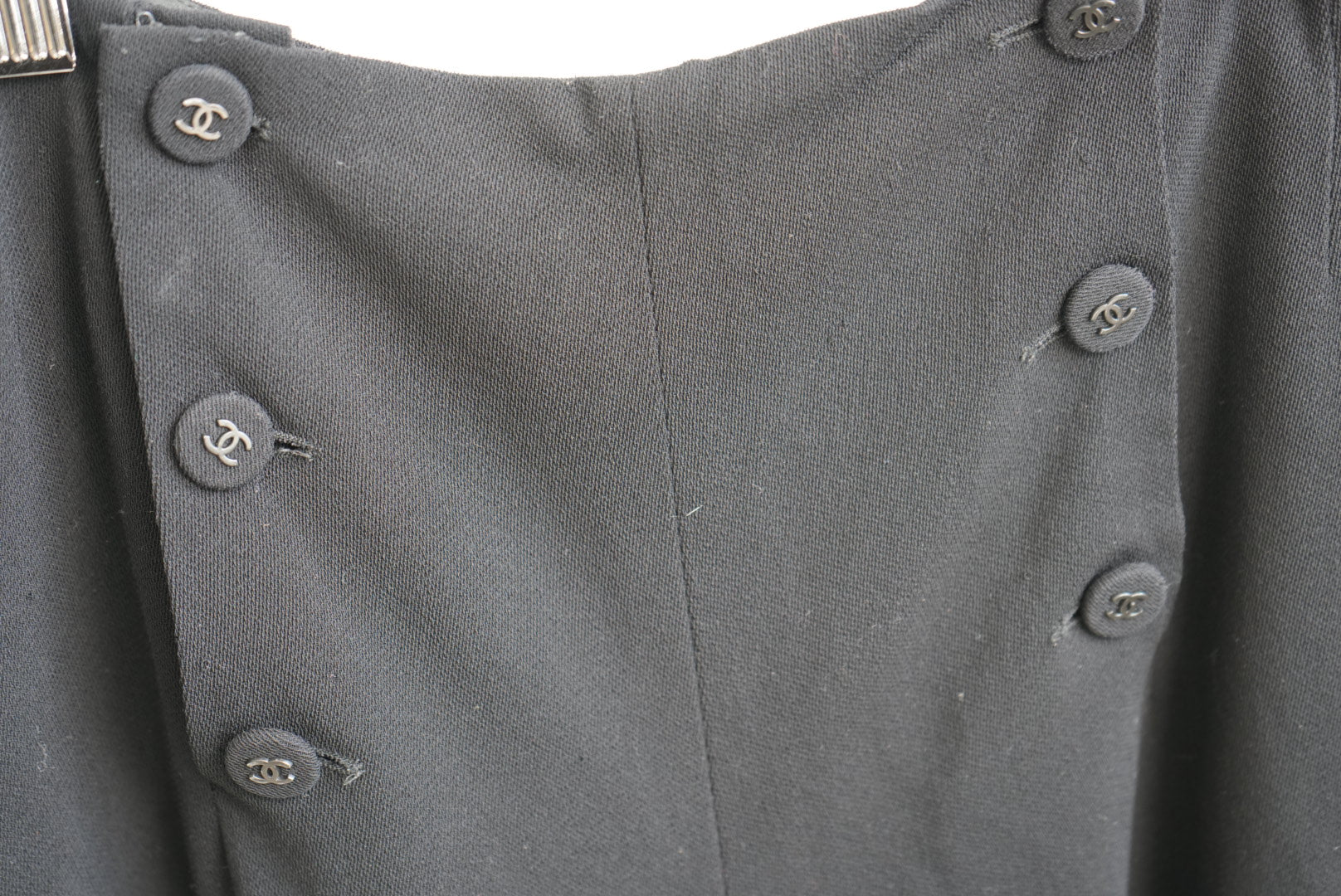 VTG Chanel Boutique High Waisted Button Front Wide Leg Pants Trousers Black 36