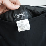VTG Chanel Boutique High Waisted Button Front Wide Leg Pants Trousers Black 36