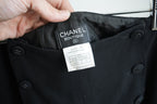 VTG Chanel Boutique High Waisted Button Front Wide Leg Pants Trousers Black 36