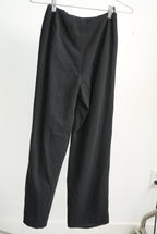 VTG Chanel Boutique High Waisted Button Front Wide Leg Pants Trousers Black 36