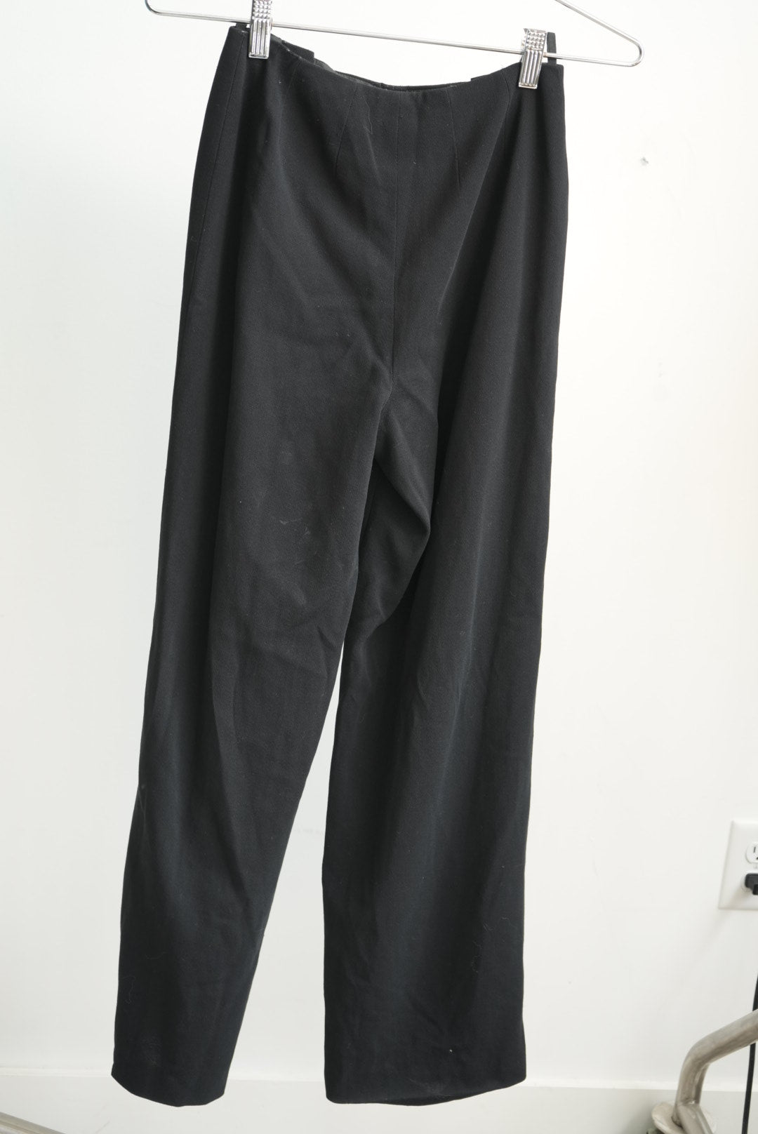 VTG Chanel Boutique High Waisted Button Front Wide Leg Pants Trousers Black 36