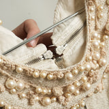 Moschino Pearl Collar Sleeveless Dress Beige New with Tags