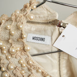 Moschino Pearl Collar Sleeveless Dress Beige New with Tags