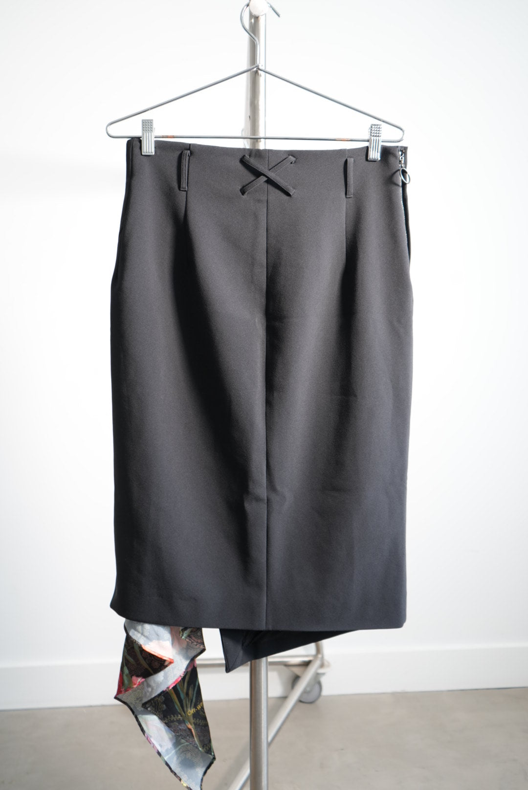Off-White c/o Virgil Abloh High Waisted Black Skirt with Floral Panel