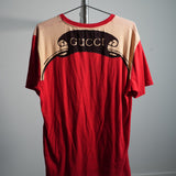 Gucci Cat Print "L'Aveugle Par Amour" Tee Shirt Red & Beige