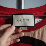 Gucci Cat Print "L'Aveugle Par Amour" Tee Shirt Red & Beige