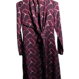 Gucci Geometric Print Silk Long Sleeve Wrap Dress Purple Pink