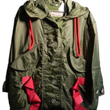 Burberry Nylon Hooded Mod Coat Parka Jacket Olive Green Size 0