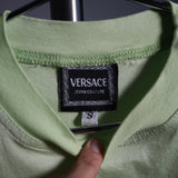 Vintage Versace Sun Face Greek Key Tee Shirt Green Size Small