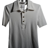 Louis Vuitton Uniforms Polo Shirt Top with Gold Buttons Wide Collar White