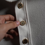 Louis Vuitton Uniforms Polo Shirt Top with Gold Buttons Wide Collar White