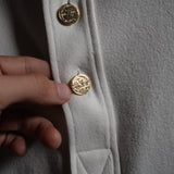 Louis Vuitton Uniforms Polo Shirt Top with Gold Buttons Wide Collar White