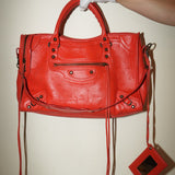 Balenciaga City Bag Orange Perforated Leather Bag
