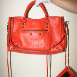 Balenciaga City Bag Orange Perforated Leather Bag