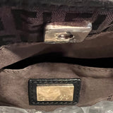 Fendi Handbag Zucchino FF Logo Canvas Leather Brown