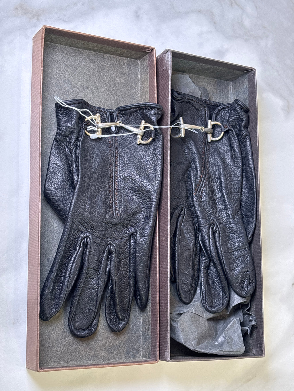 Japan Exclusive - Vintage Gucci Gloves Black Leather Horsebit with Box